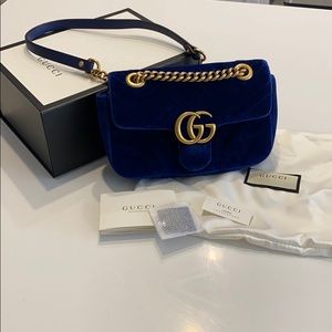 Gucci Small Marmont Matelassé Velvet Shoulder Bag